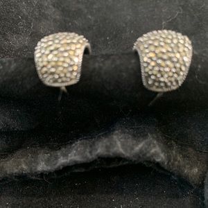 Sterling Silver Marcasite huggie earrings.